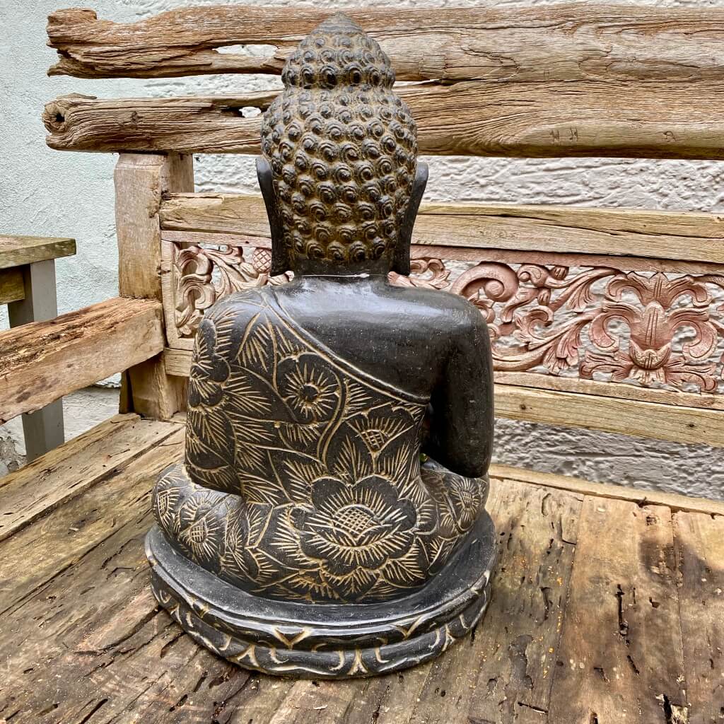 Batik Buddha Flussstein antikstyle 61 cm