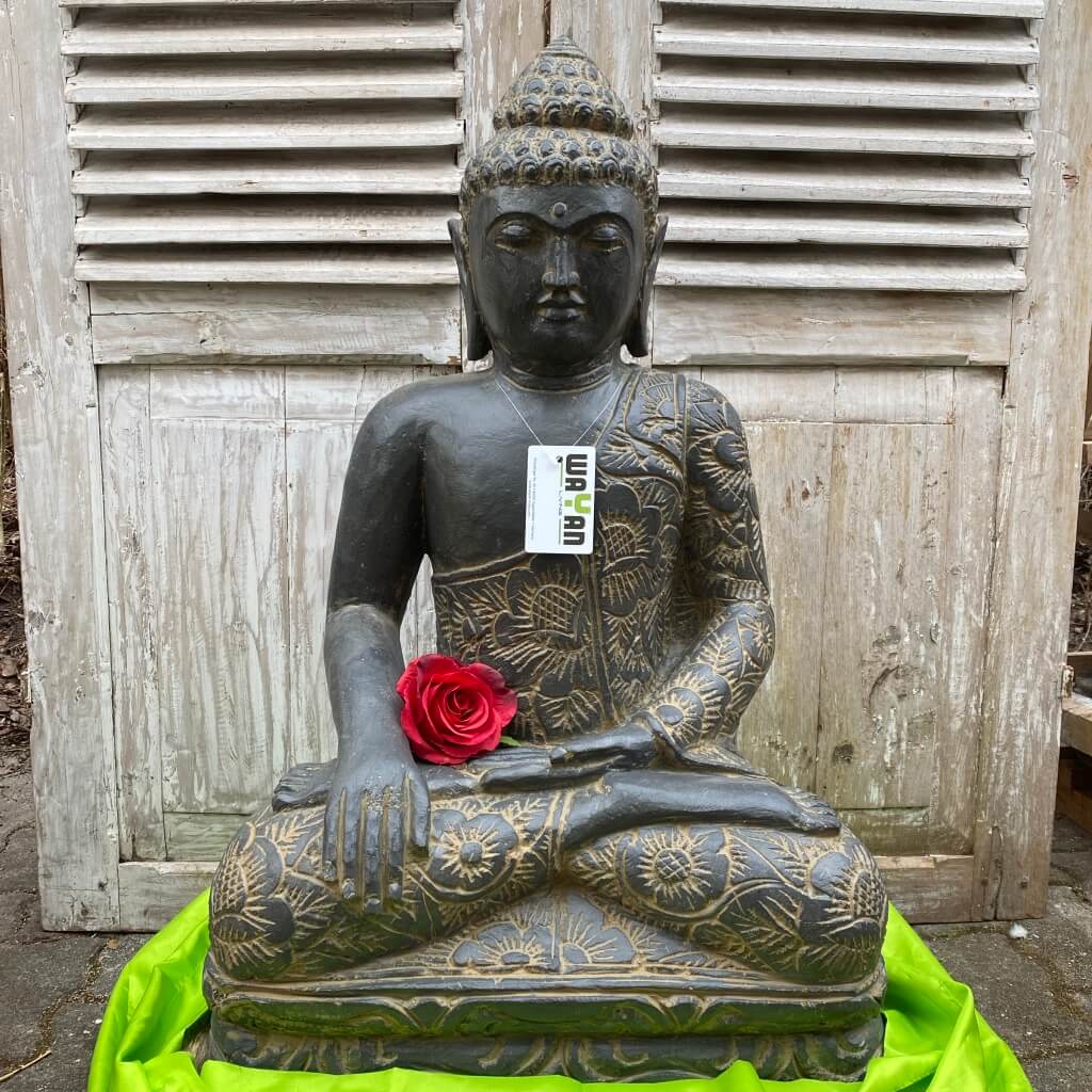 Buddha mit Blumenstichen 82 cm
