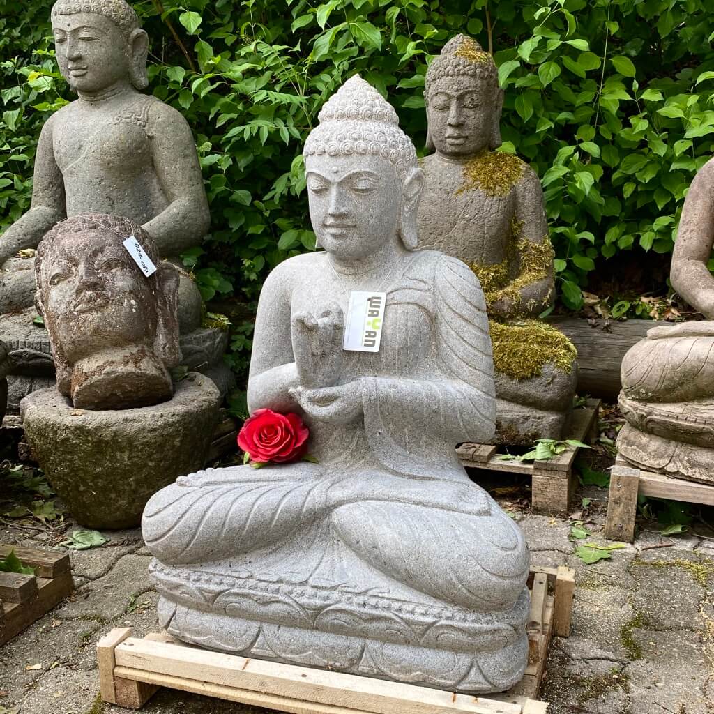 Buddha Steinstatue Riverstone Natur 83 cm