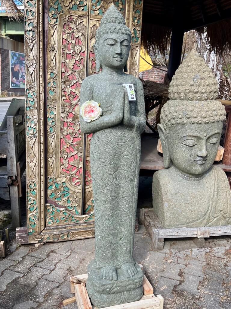 Namaste Buddha stehend mit Blumenmuster  152 cm