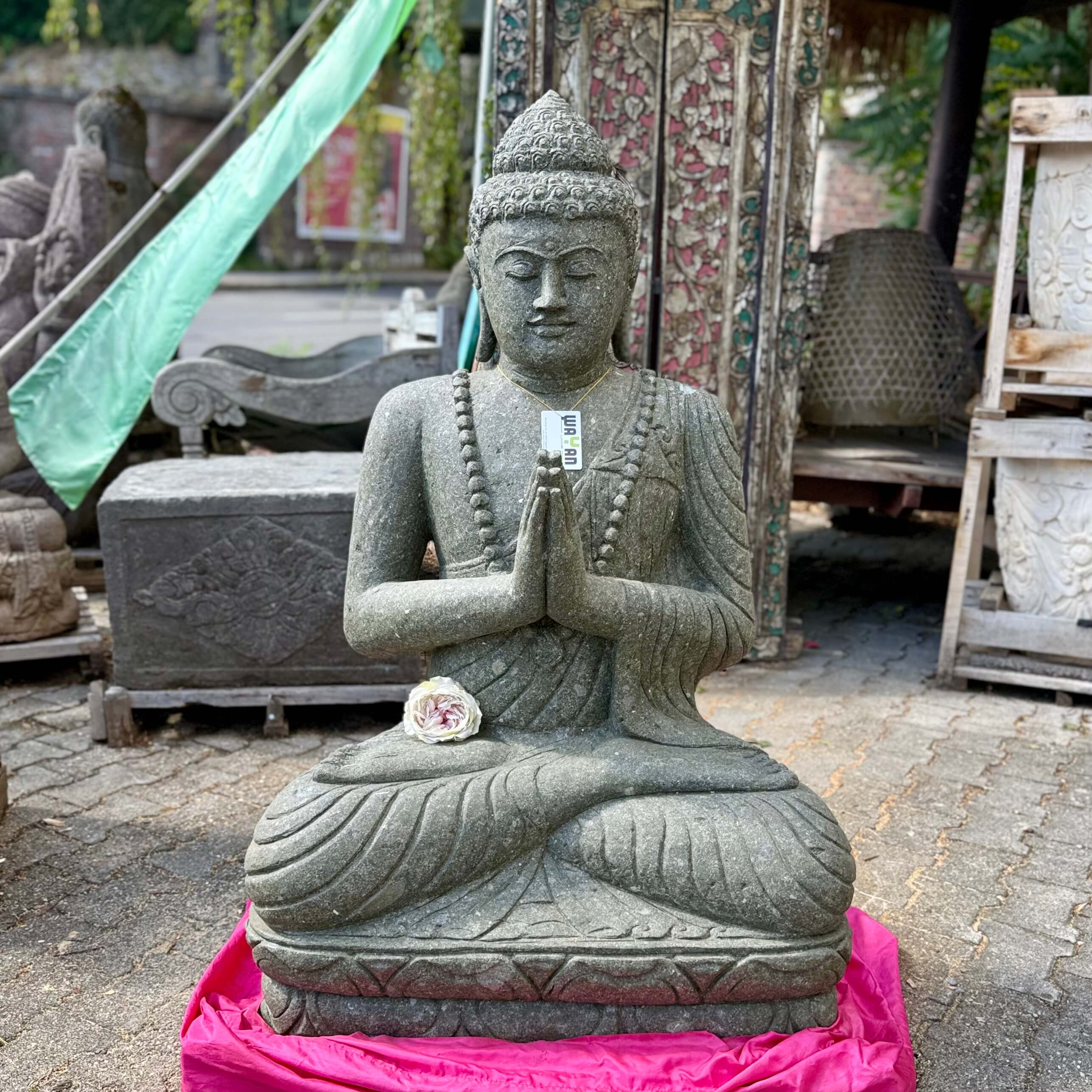 grüßende Buddha Figur Gartenskulptur 123 cm