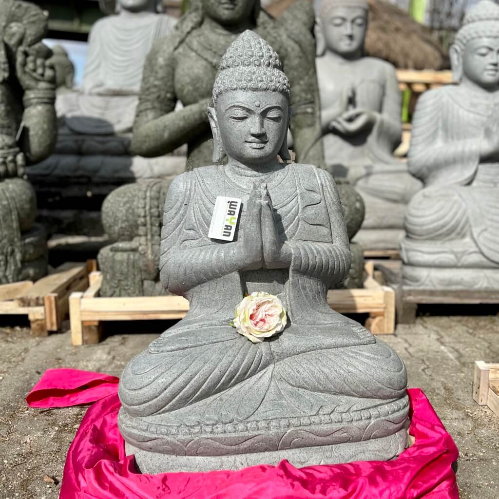 Buddha Namaste Flussstein klassisch schön 86 cm
