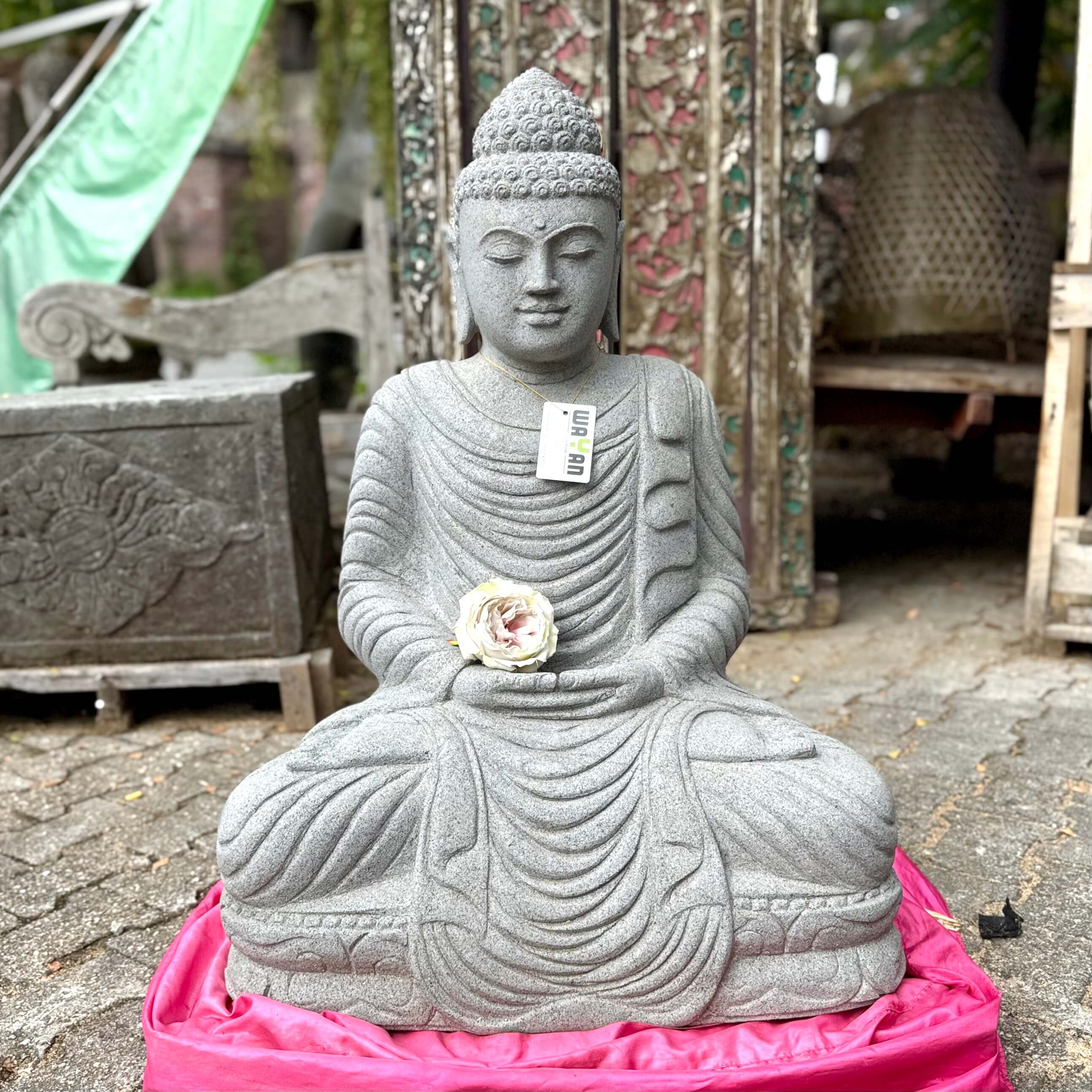 Meditierende Buddha Statue Riverstone 88 cm