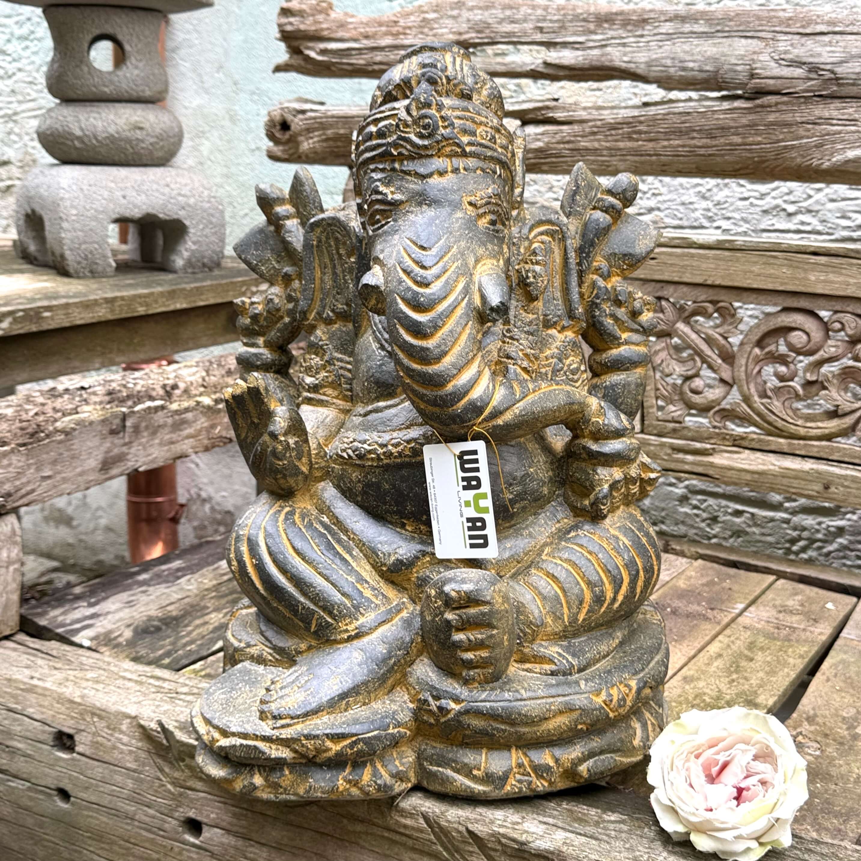 Elefantengott Ganesha Steinskulptur 56 cm