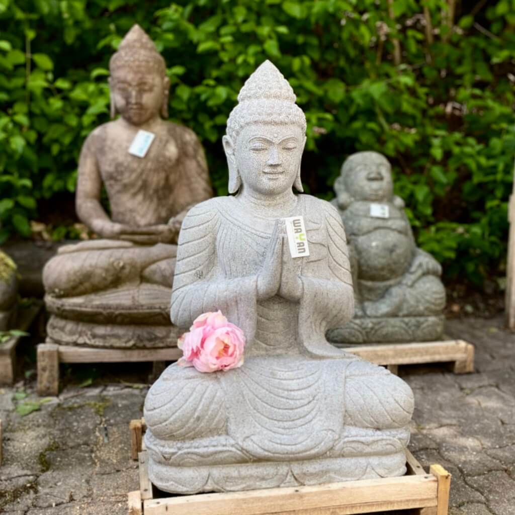 Meditationsbuddha Steinstatue Riverstone 86 cm