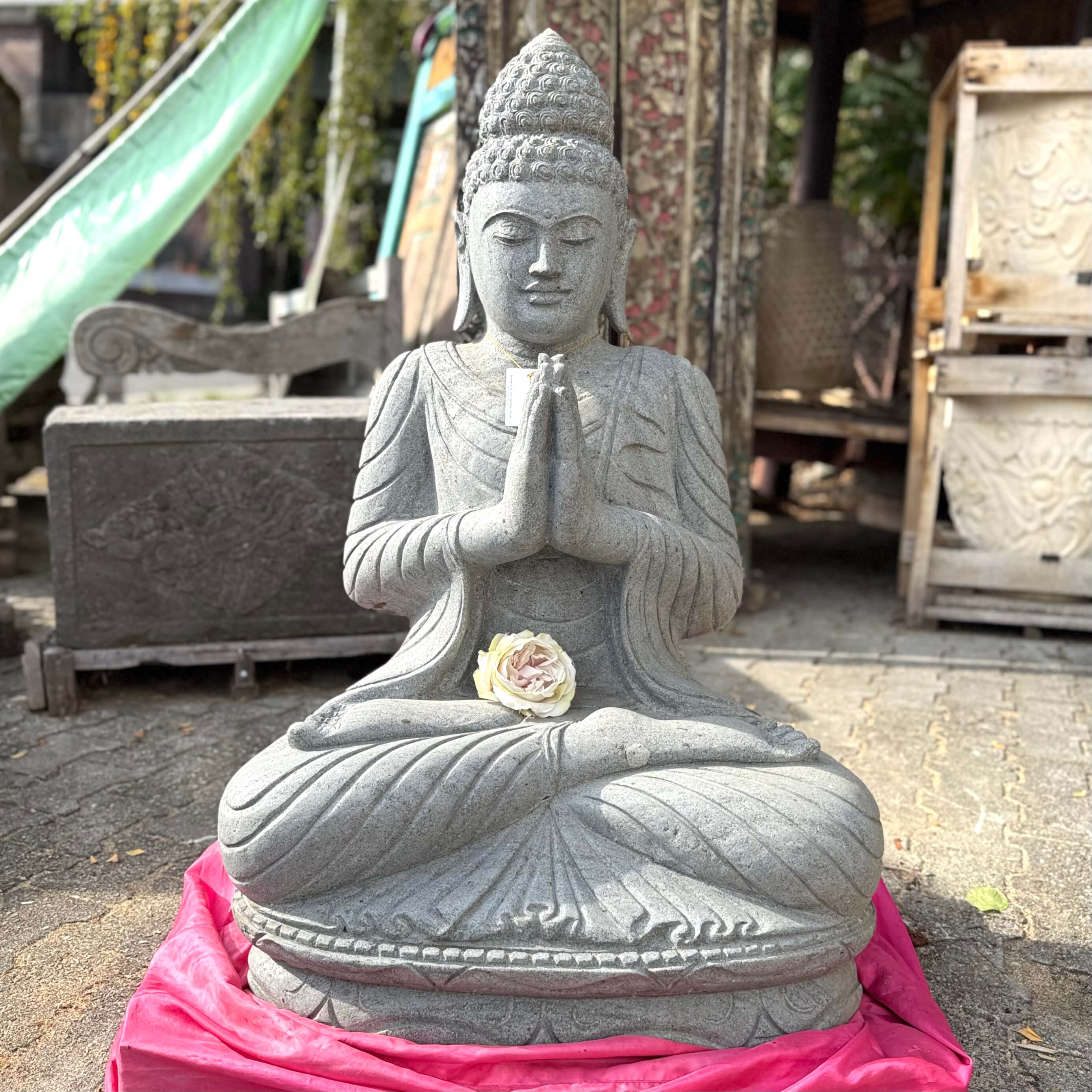 Meditationsbuddha Flussstein Gartenstatue 100 cm