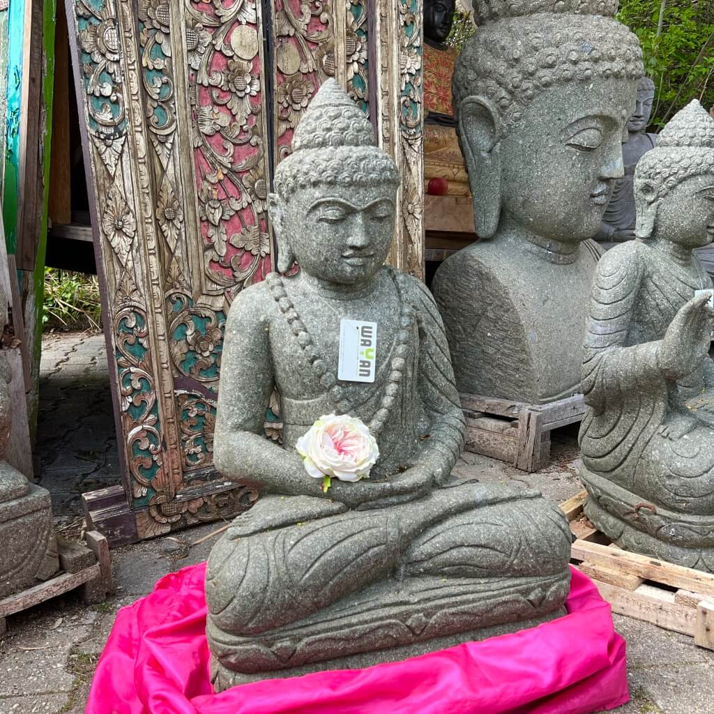 Buddha mit Mala 83 cm