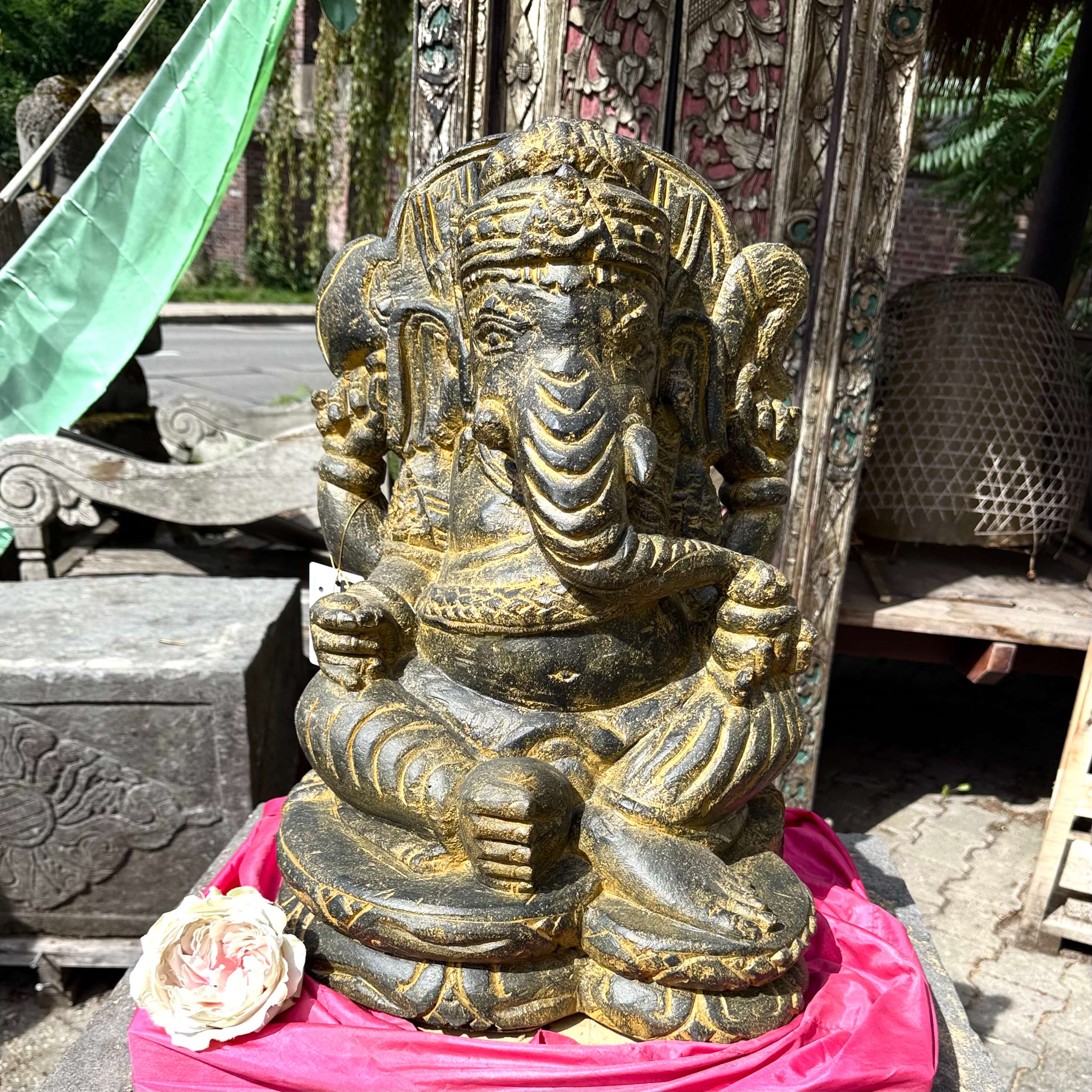 Elefantengott Ganesha mit Antikfinish 56 cm