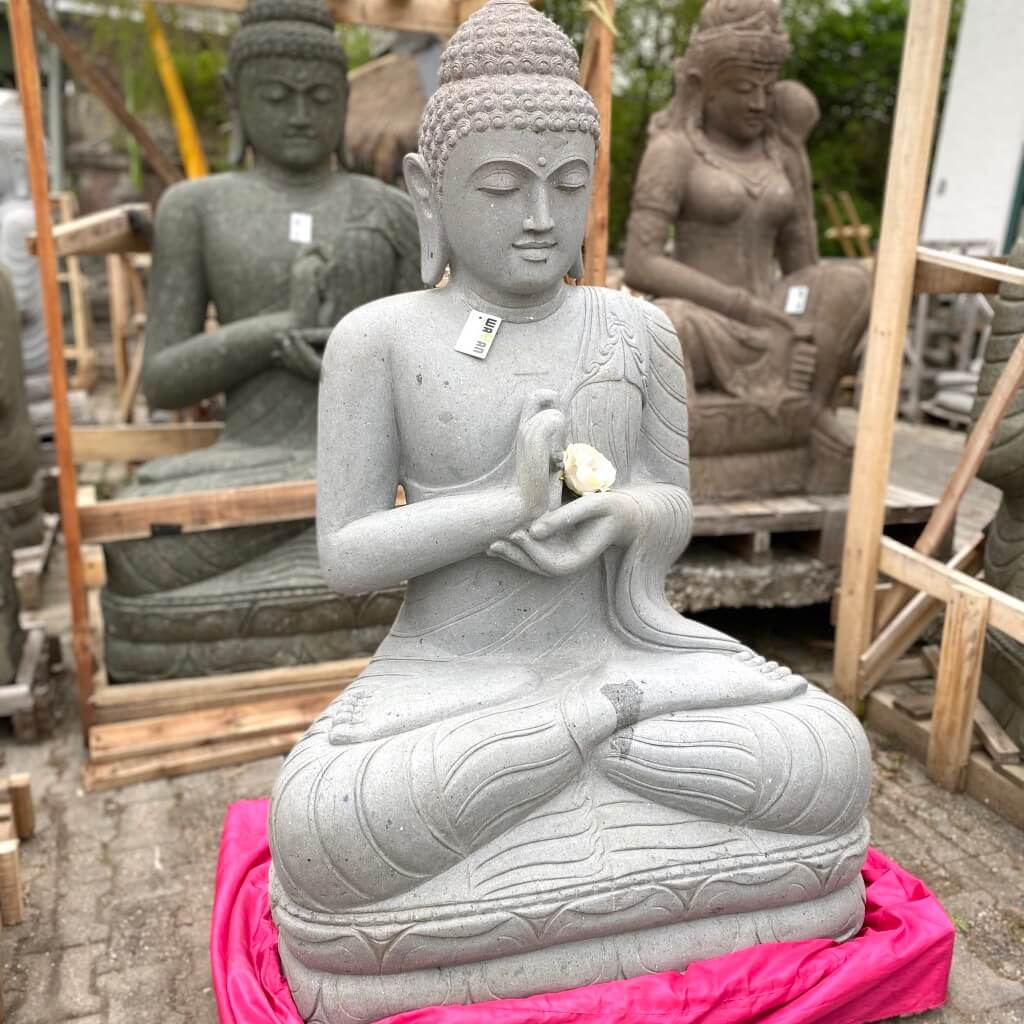große Buddha Steinstatue Riverstone 154 cm