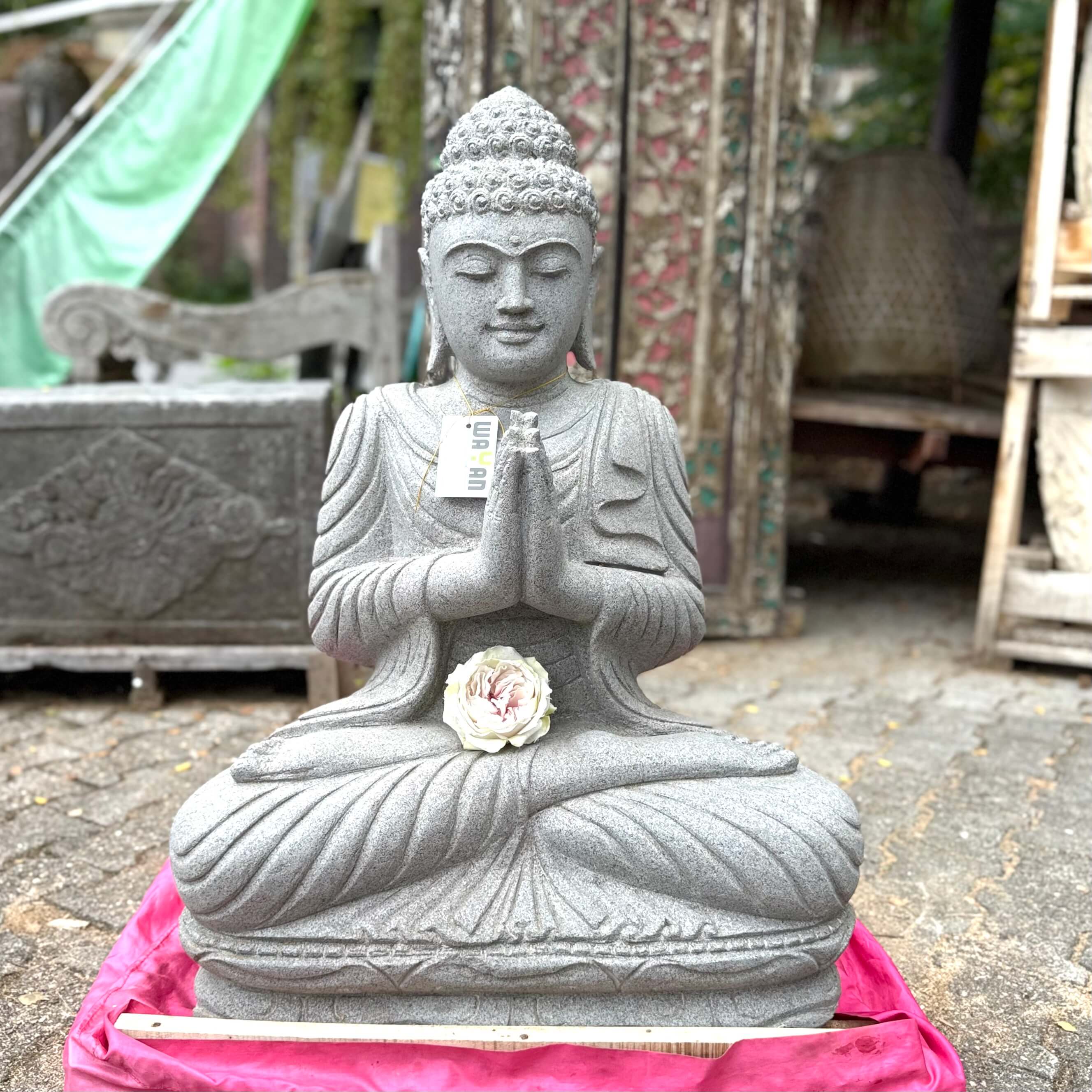 Namaste Bali Buddha Flussstein natur 85 cm