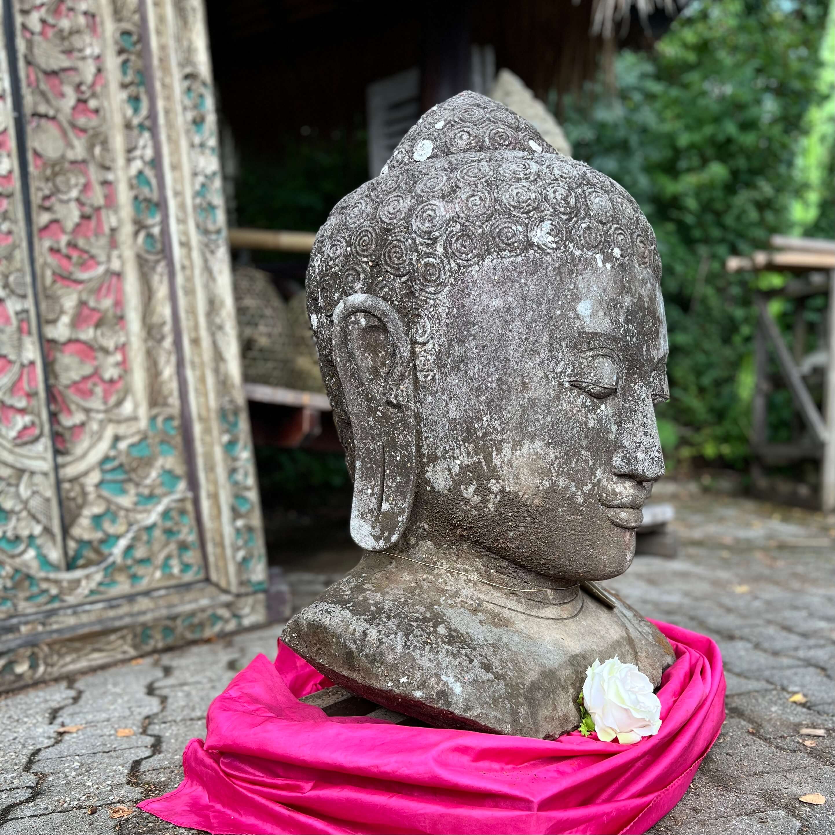 monumentaler Buddha Kopf mit Monsoonfinish 76 cm